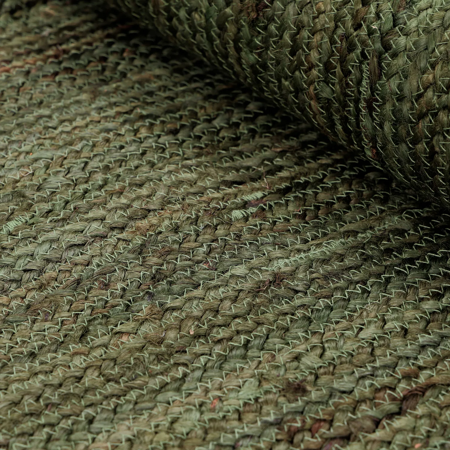 Tappeto In Iuta - Senaki (verde militare/bianco)