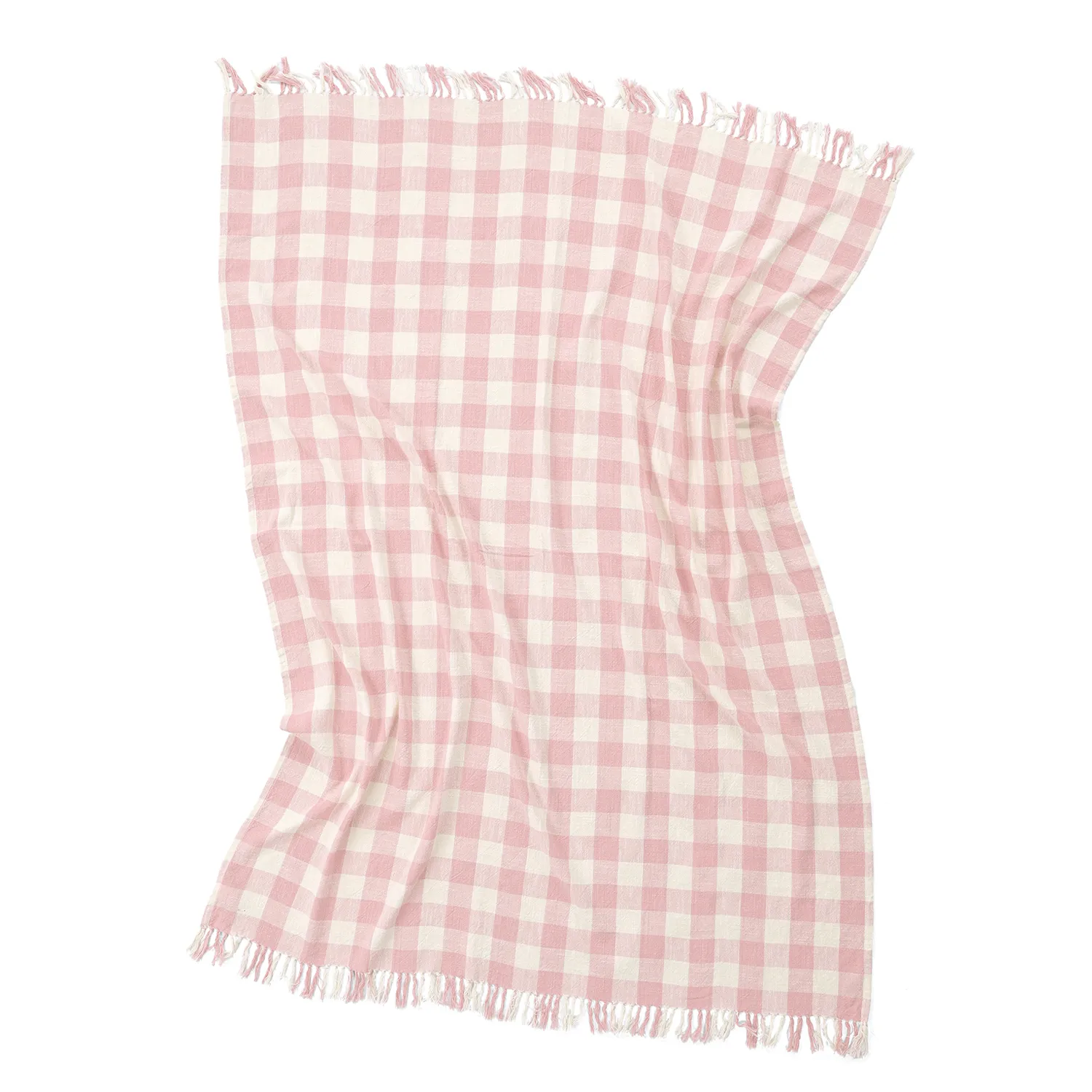 Coperte - Isela check cotton throw (crema/rosa)