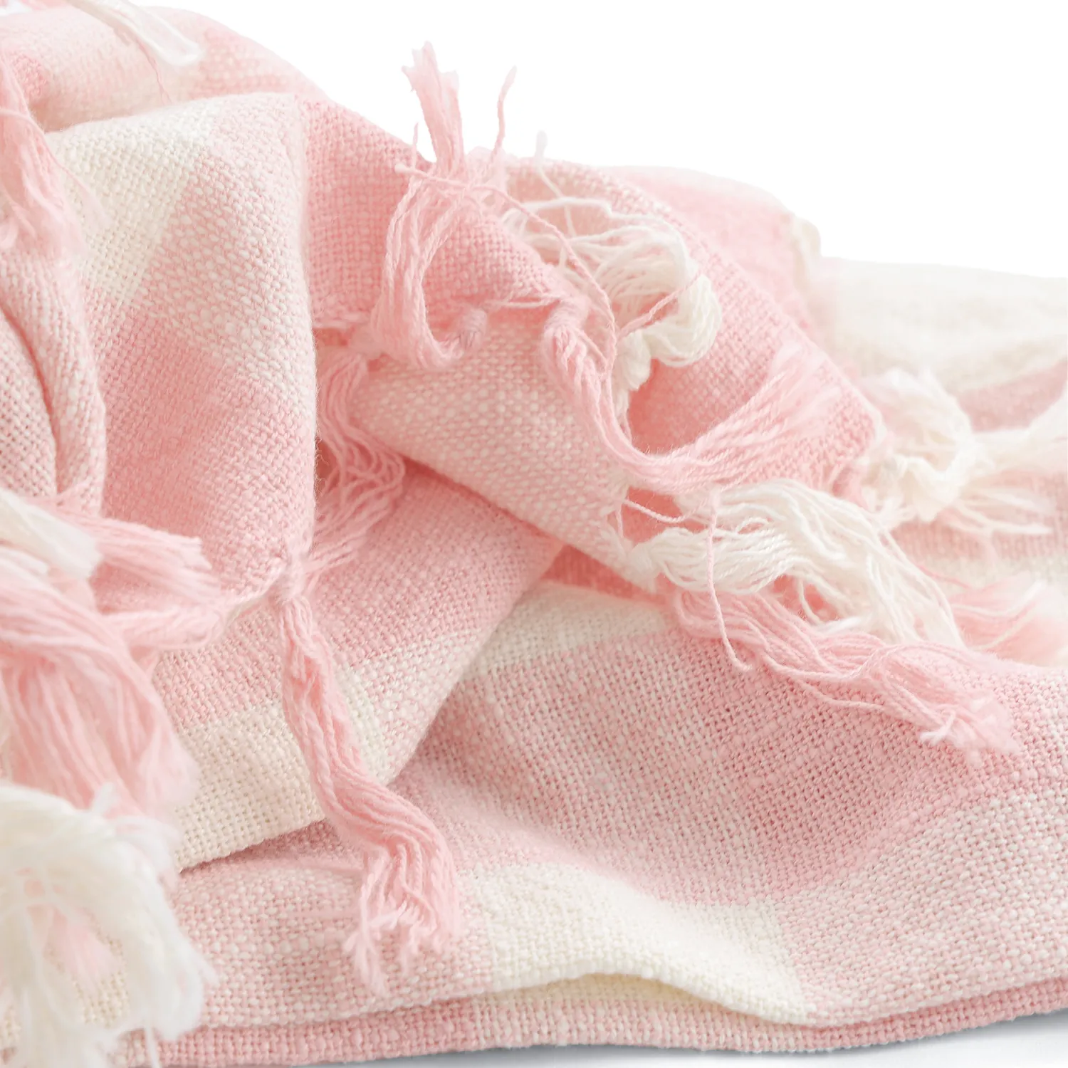 Coperte - Isela check cotton throw (crema/rosa)