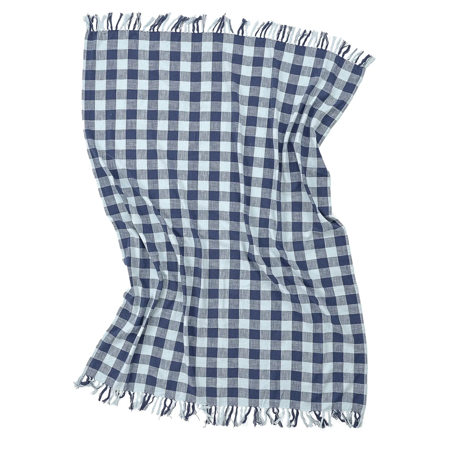 Coperte - Isela check cotton throw (blu navy/blu chiaro)