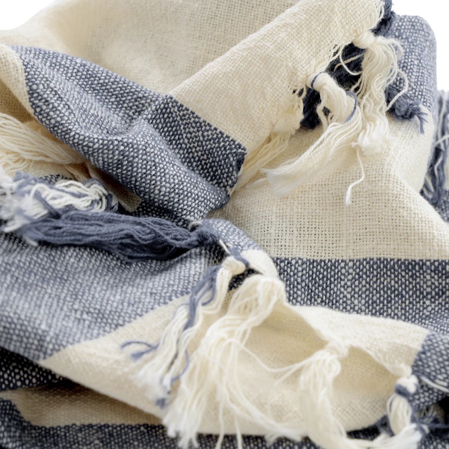 Coperte - Kora stripe cotton throw (crema/blu navy)