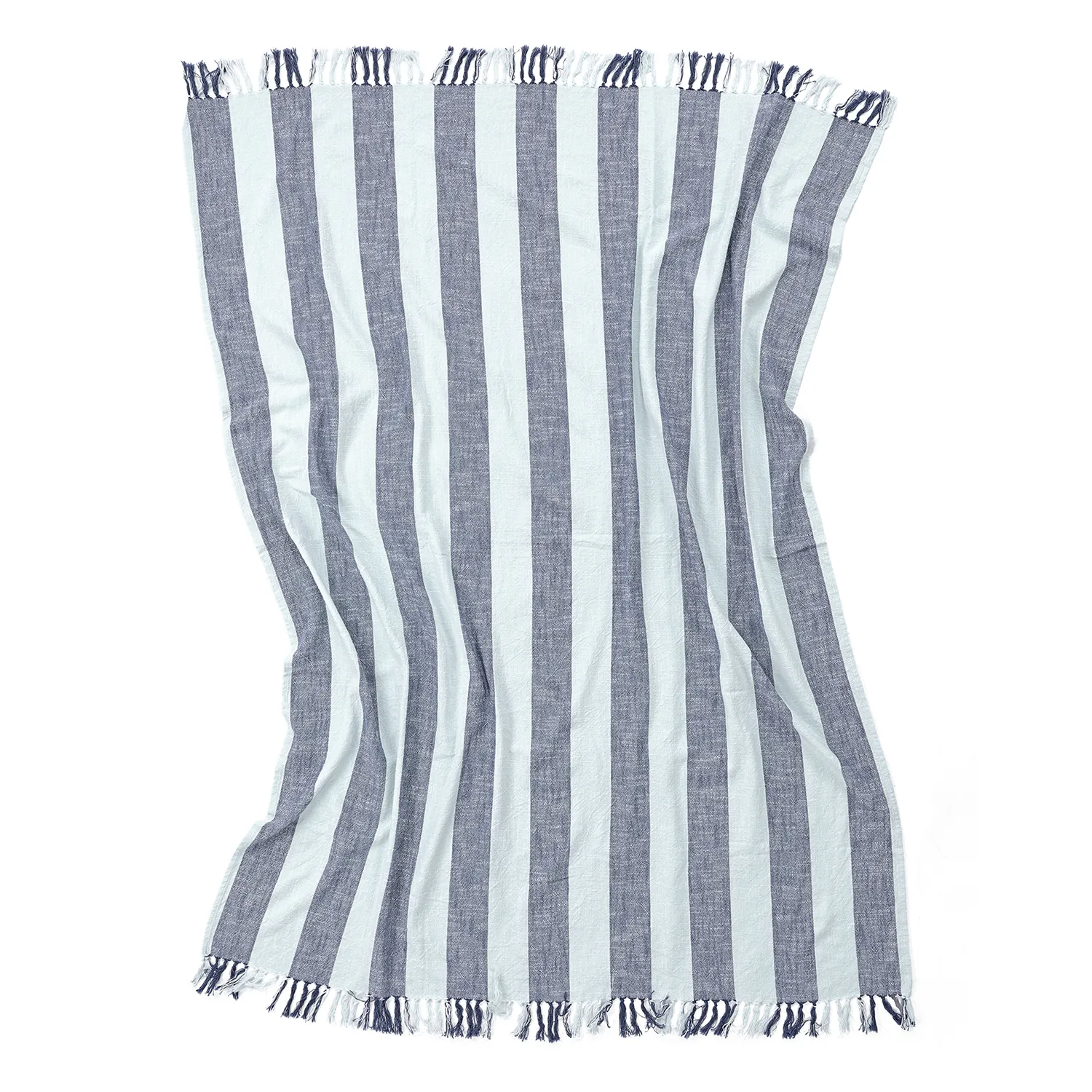 Coperte - Kora stripe cotton throw (blu navy/blu chiaro)