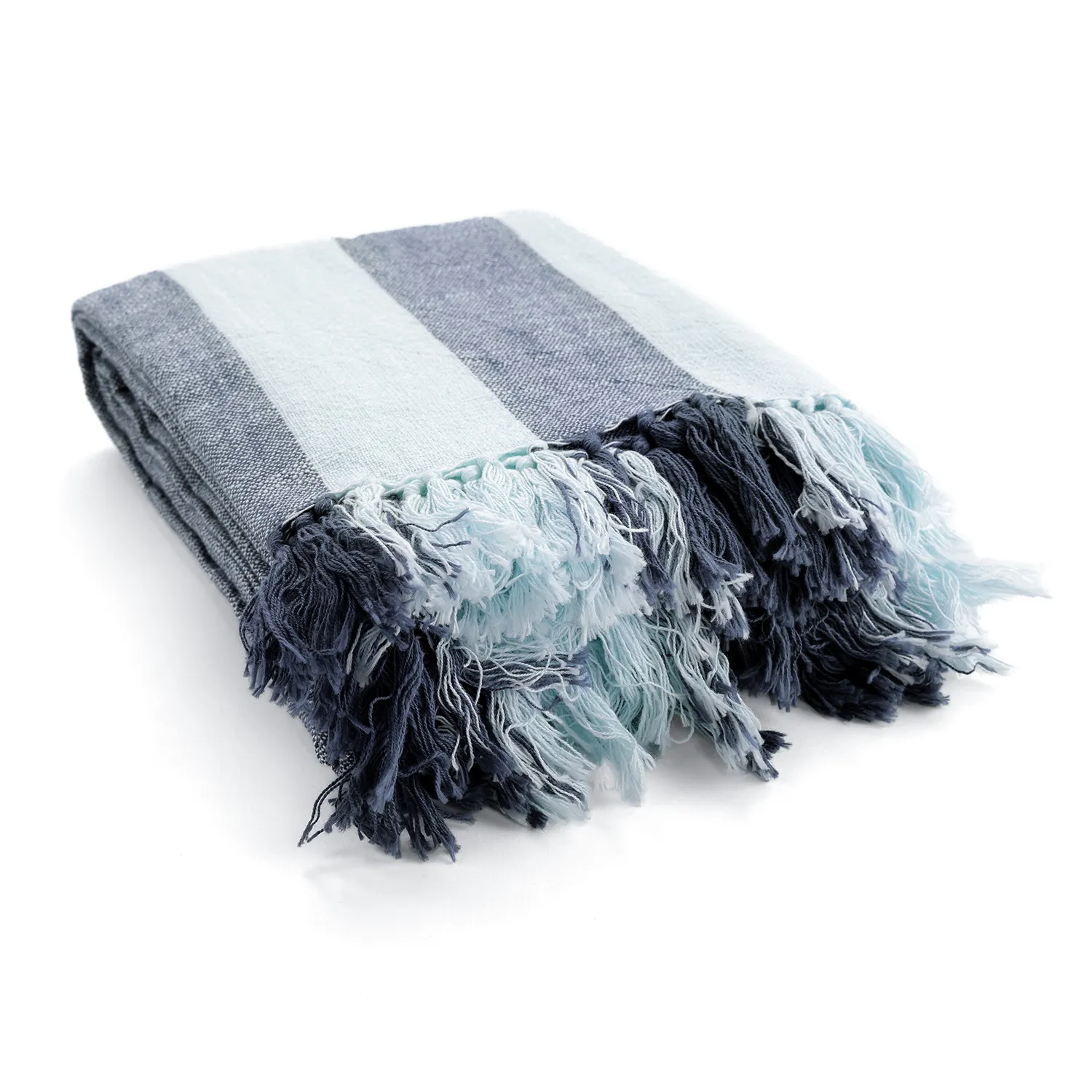 Coperte - Kora stripe cotton throw (blu navy/blu chiaro)