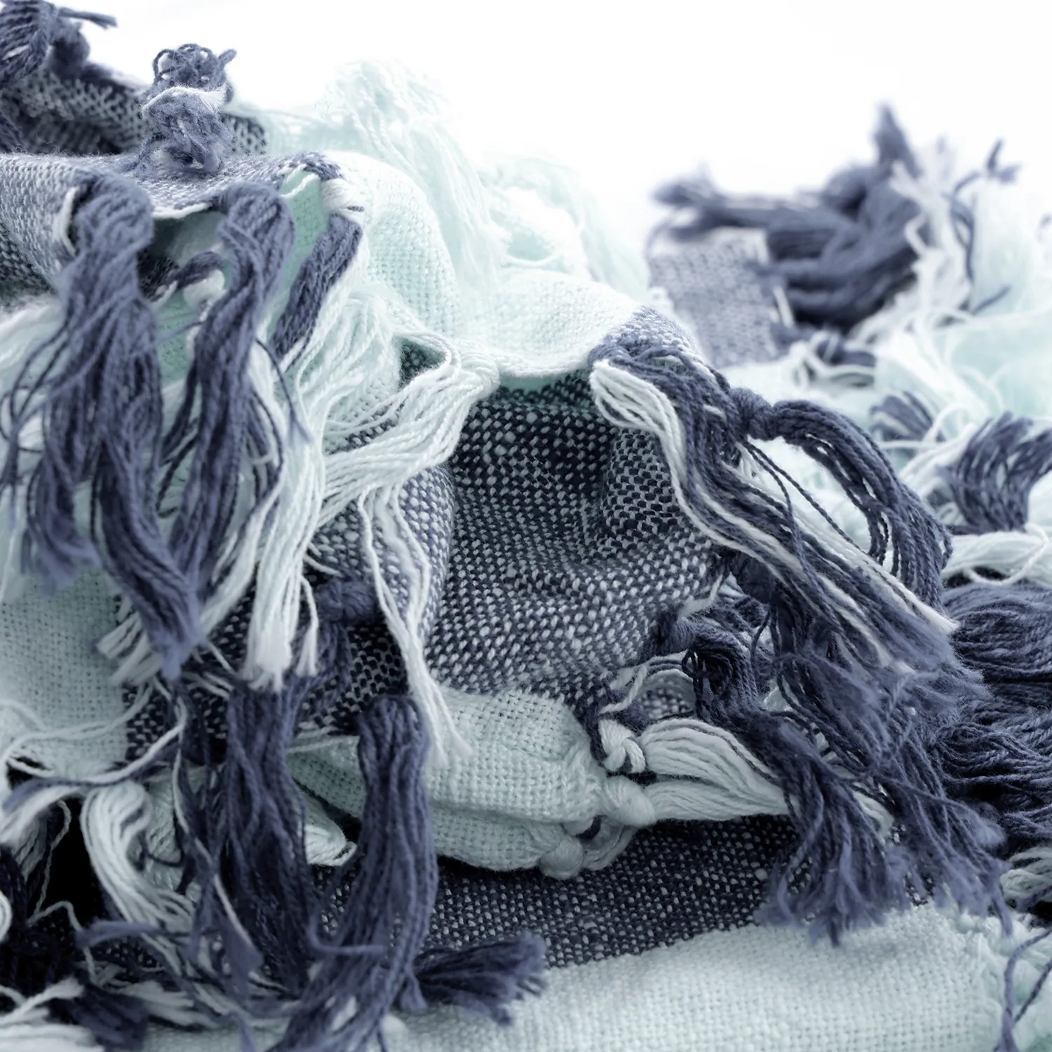 Coperte - Kora stripe cotton throw (blu navy/blu chiaro)