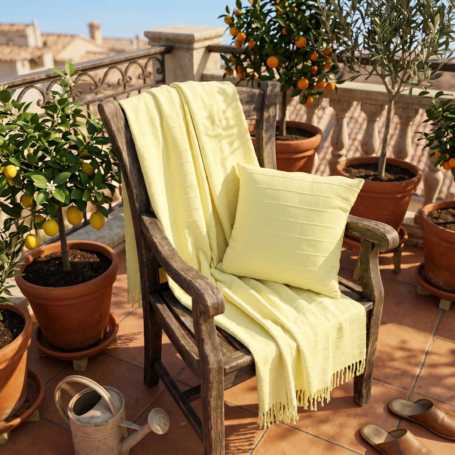 Federa - Nalani cotton cushion cover (giallo chiaro)