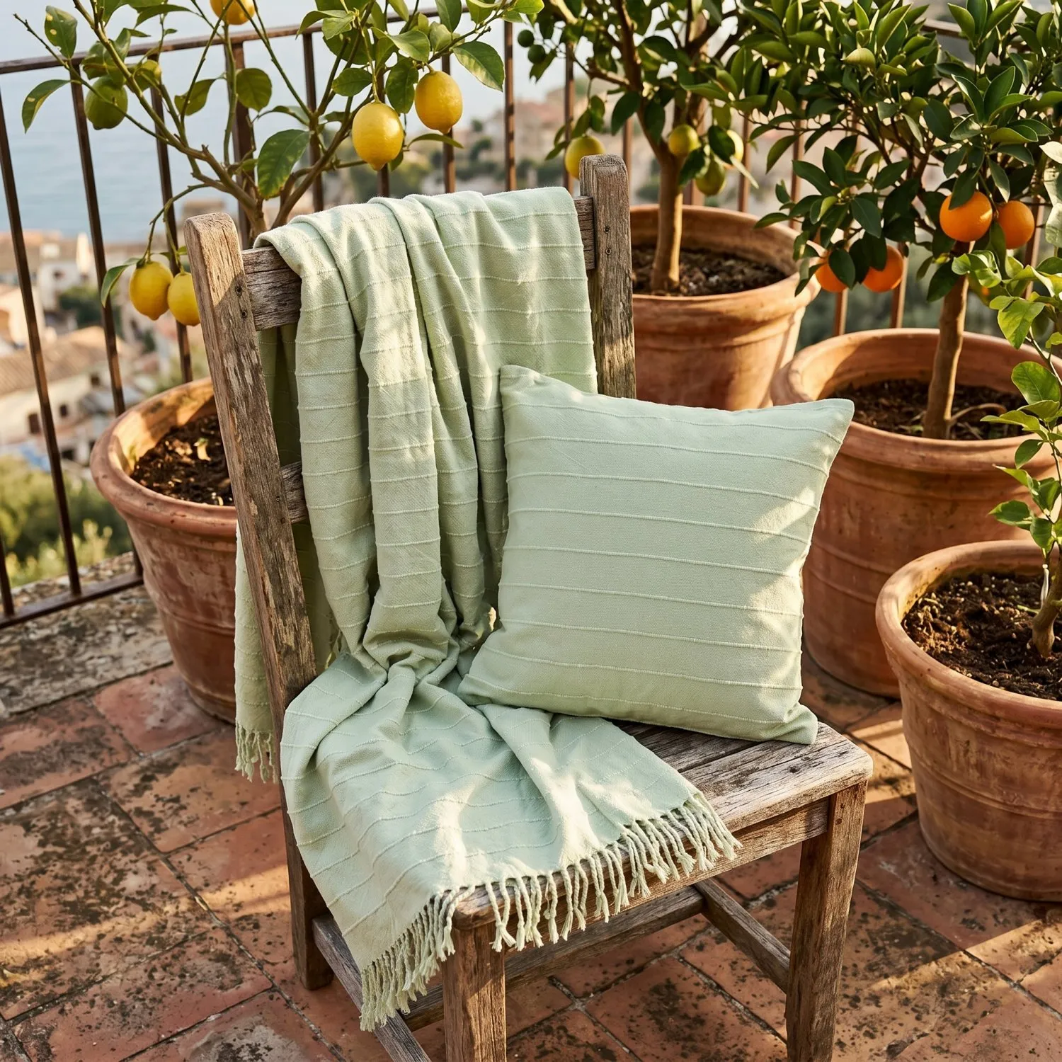 Coperte - Nalani cotton throw (verde chiaro)