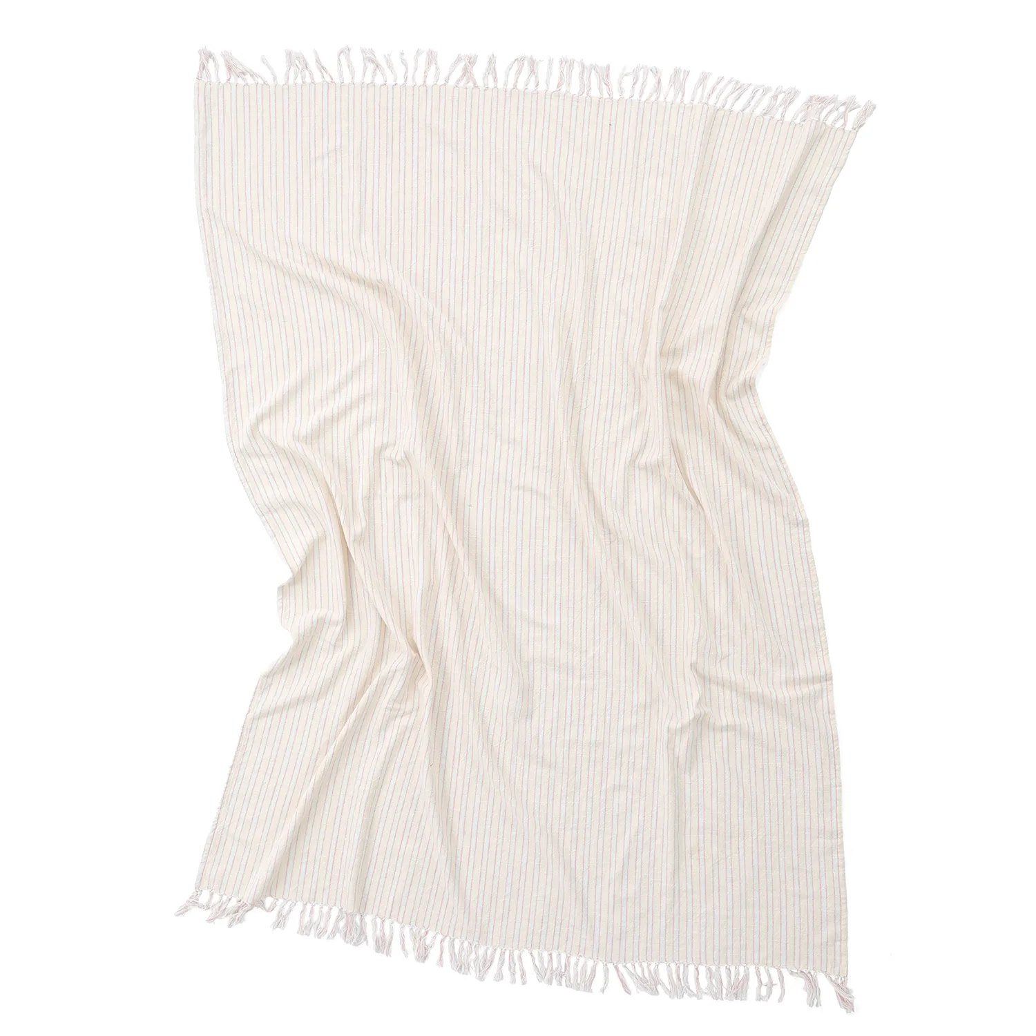 Coperte - Rumi stripe cotton throw (crema/rosa/azzurro chiaro)