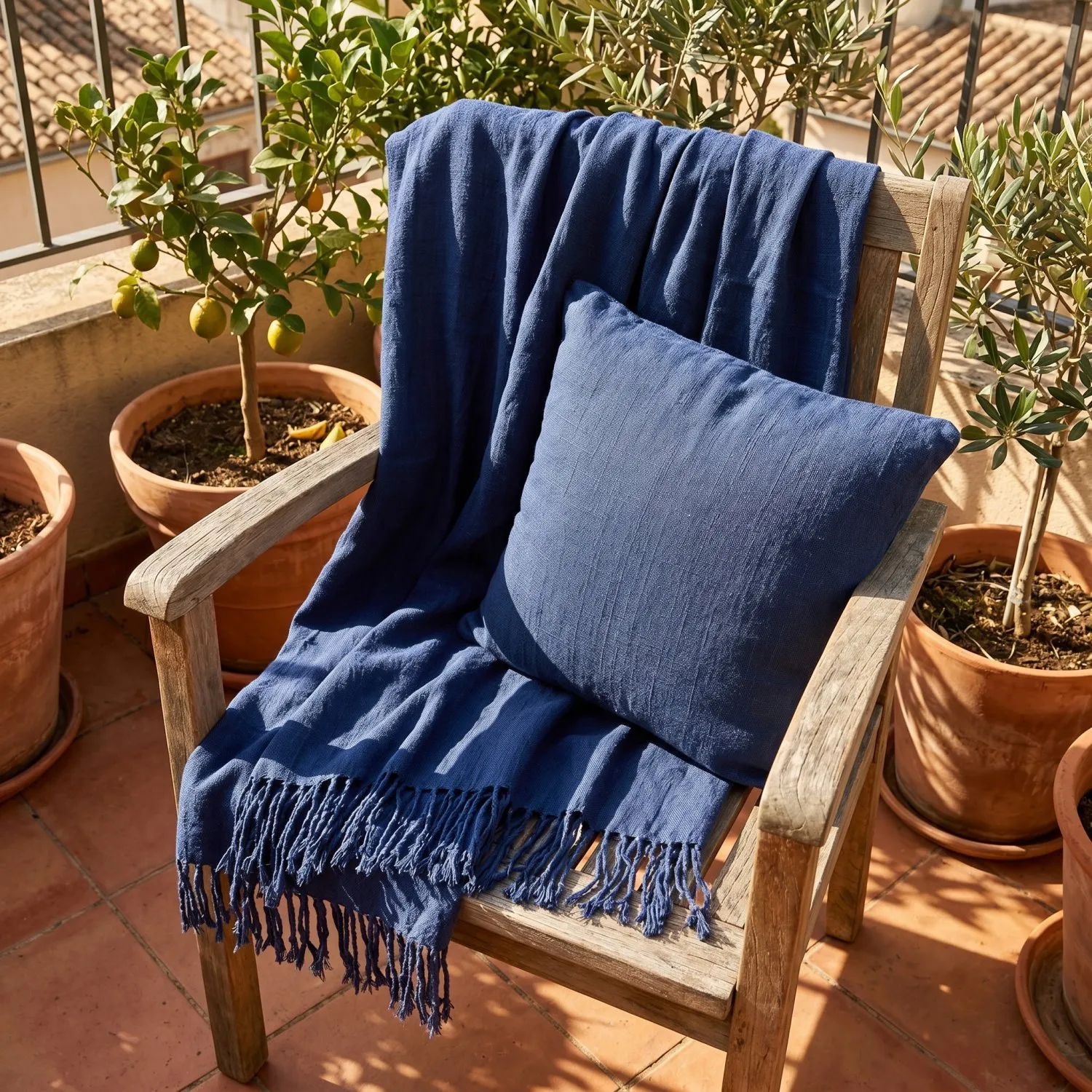Federa - Veya cotton cushion cover (blu navy)