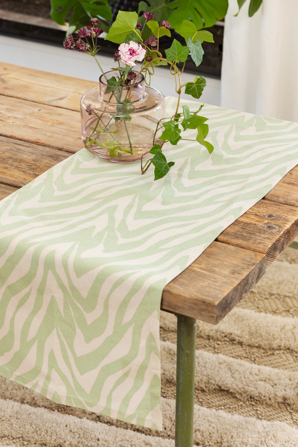 Tovaglia natalizia in cotone jacquard verde e oro 140x240 cm Silvet | Maisons du Monde