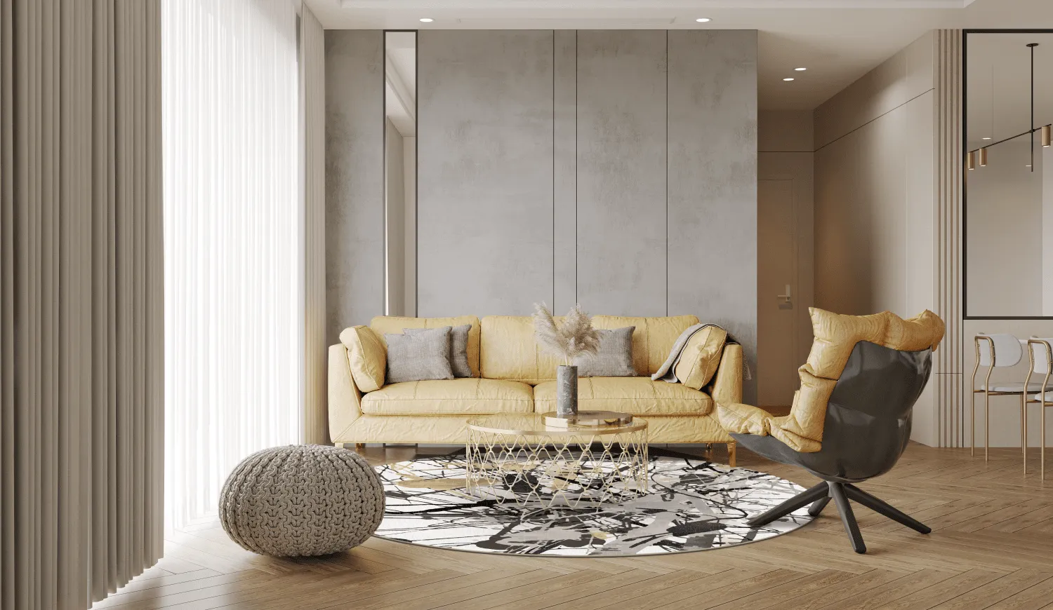 Tappeto rotondo - Lawrance (grigio/bianco)