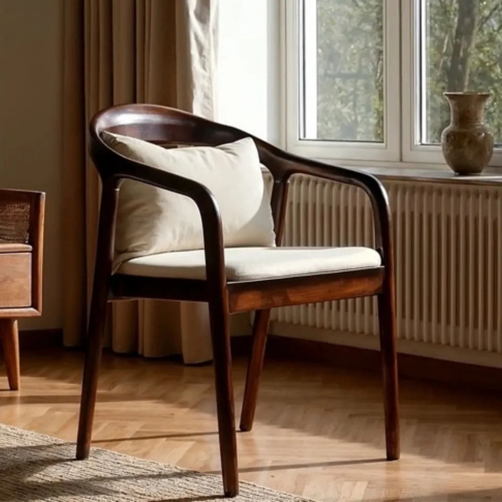 Sedia con braccioli - Aspa (marrone scuro/beige) - 2 pezzi