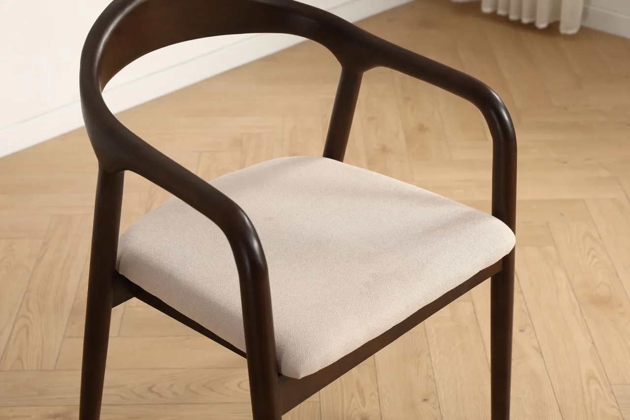Sedia con braccioli - Aspa (marrone scuro/beige) - 2 pezzi