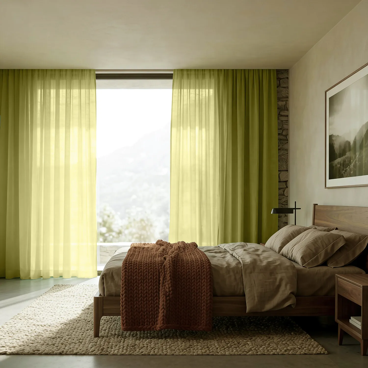 Tende Set da 2 - Tenda misto lino Lumira (verde)