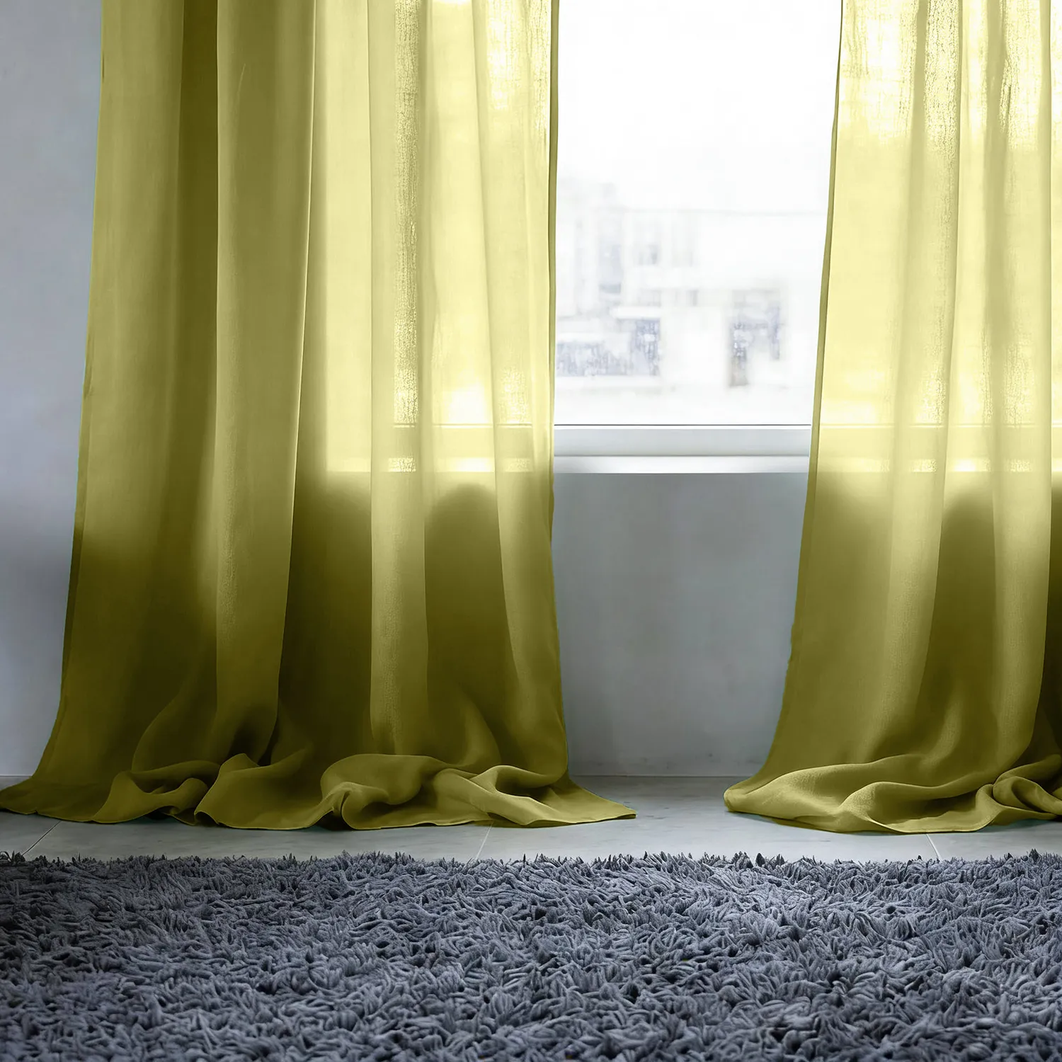Tende Set da 2 - Tenda misto lino Lumira (verde)