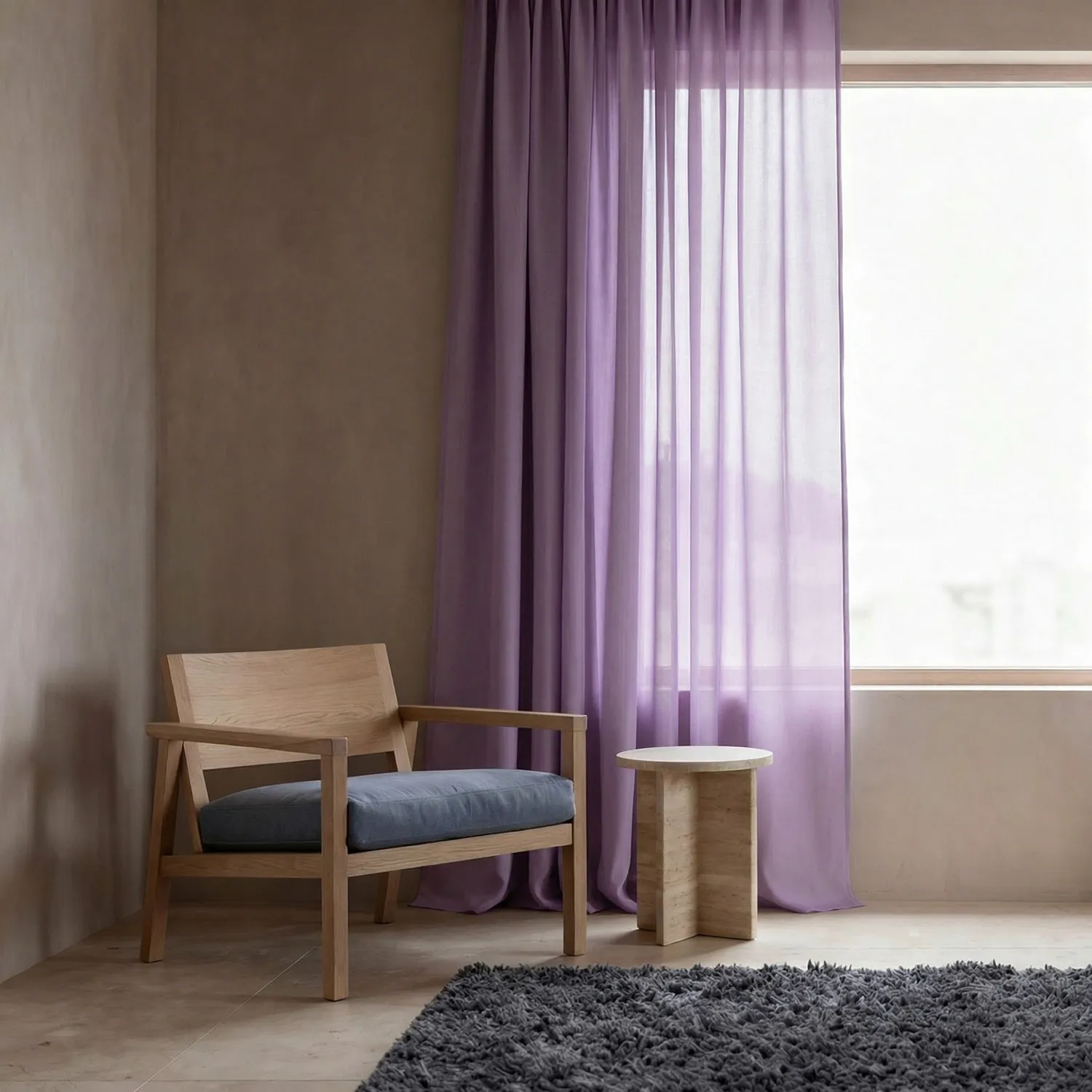 Tende Set da 2 - Tenda misto lino Lumira (viola)
