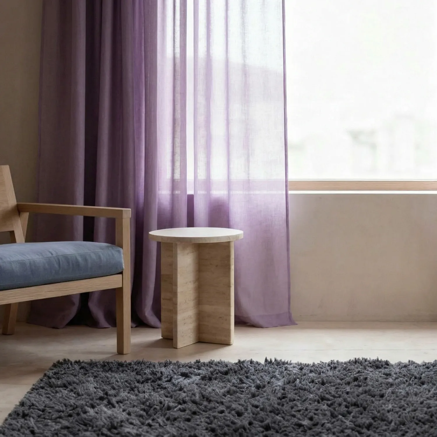 Tende Set da 2 - Tenda misto lino Lumira (viola)