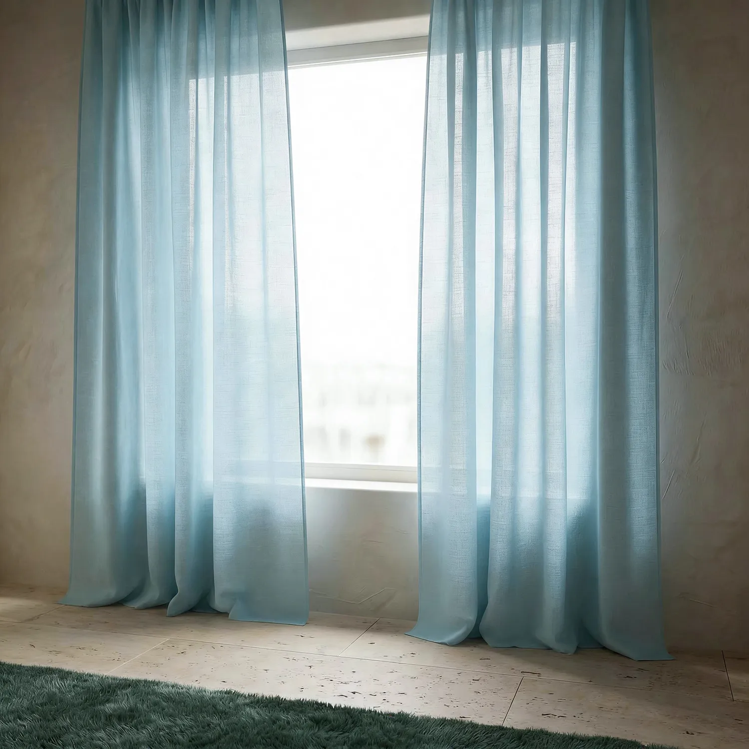 Tende Set da 2 - Tenda misto lino Lumira (azzurro)