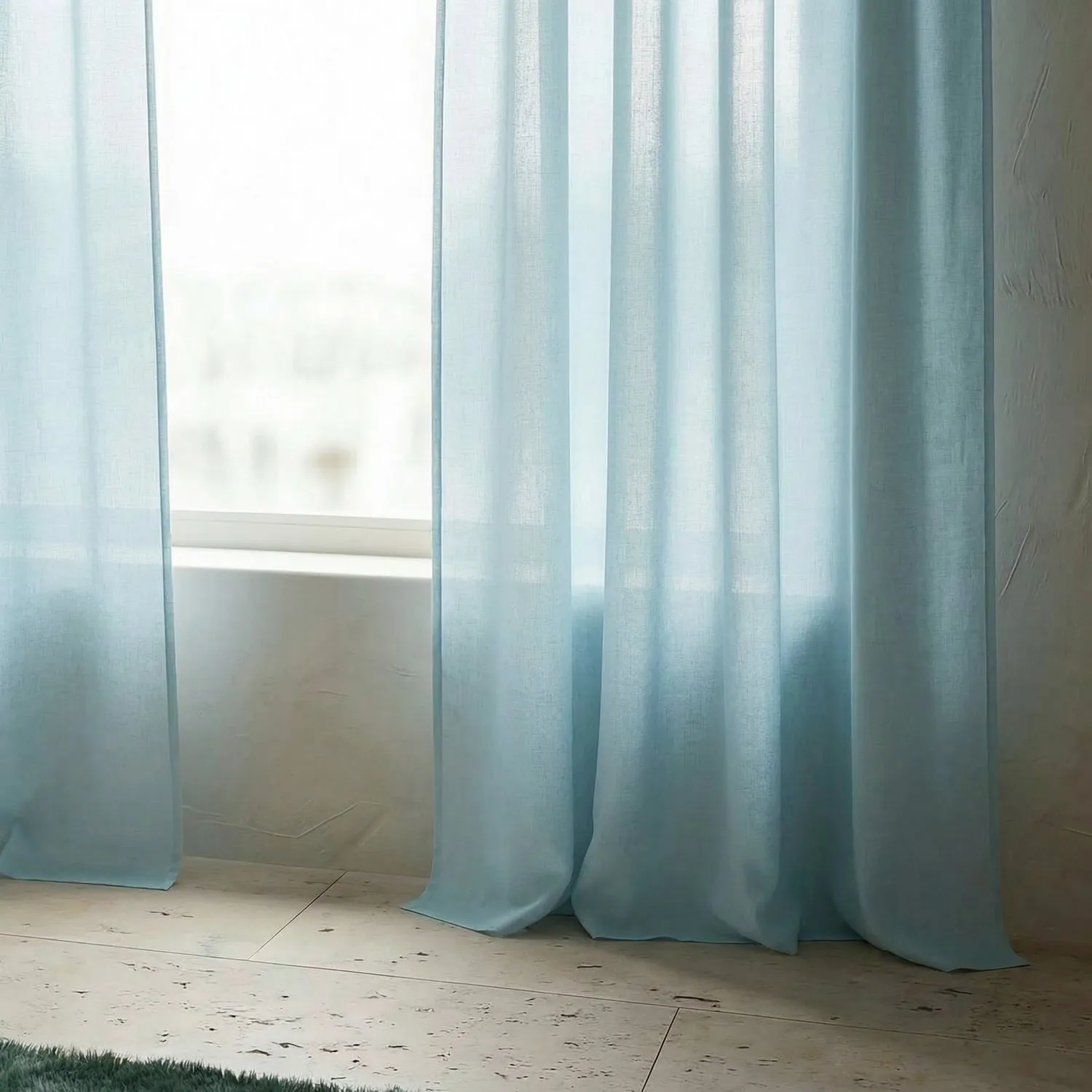 Tende Set da 2 - Tenda misto lino Lumira (azzurro)