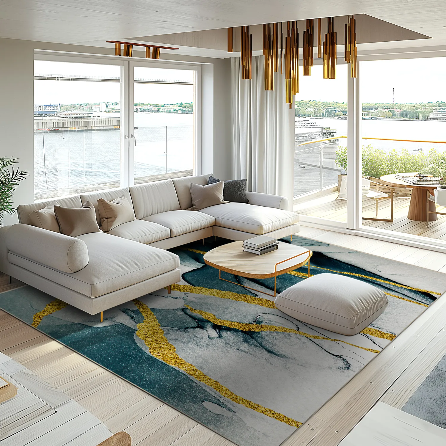 Tappeto Wilton - Alvaro (blu/bianco/oro)