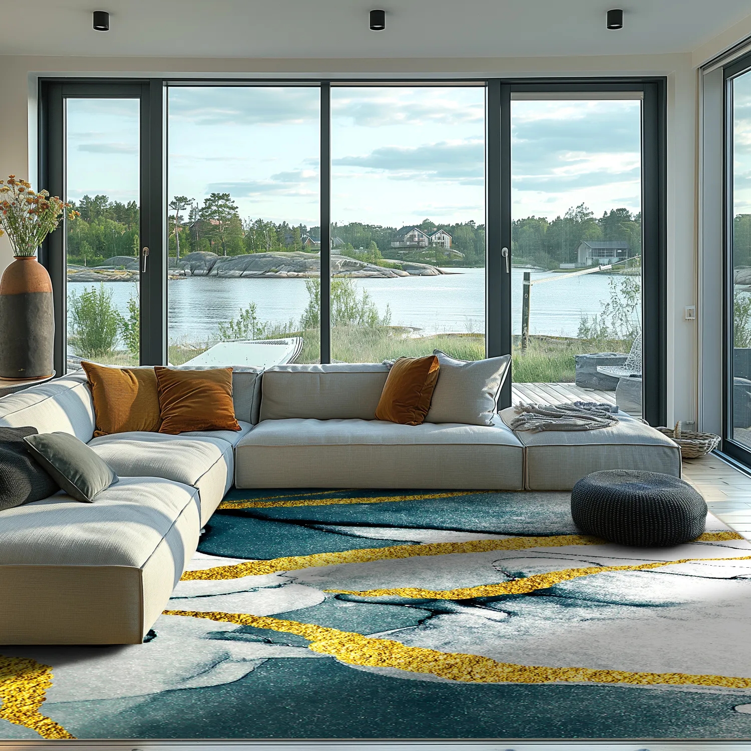 Tappeto Wilton - Alvaro (blu/bianco/oro)