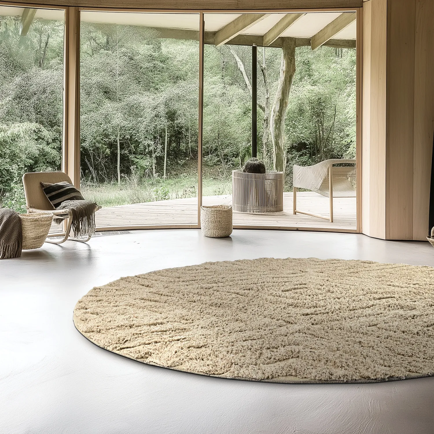 Tappeti rotondi - Amberley Natural Cotton Shaggy (beige)