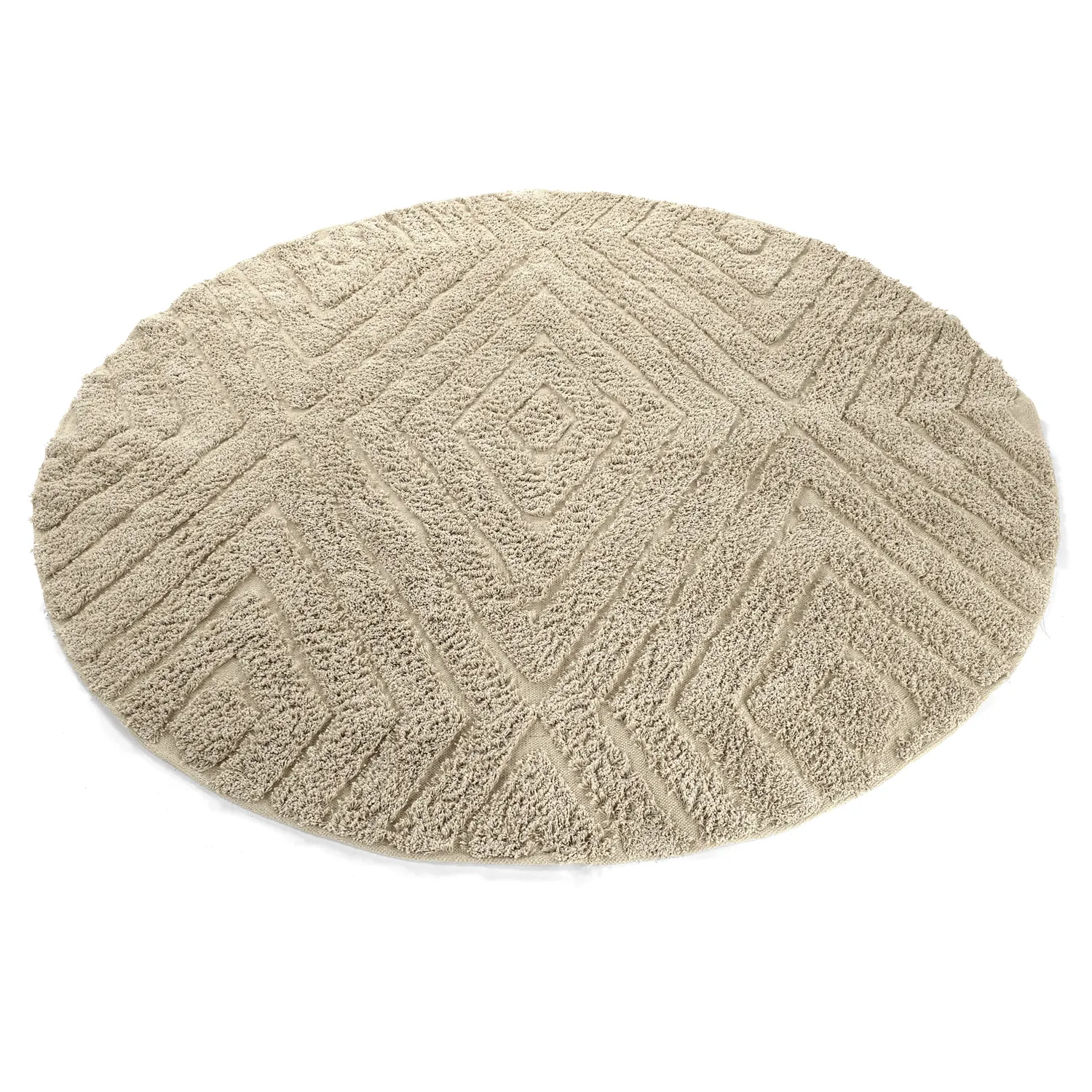 Tappeti rotondi - Amberley Natural Cotton Shaggy (beige)