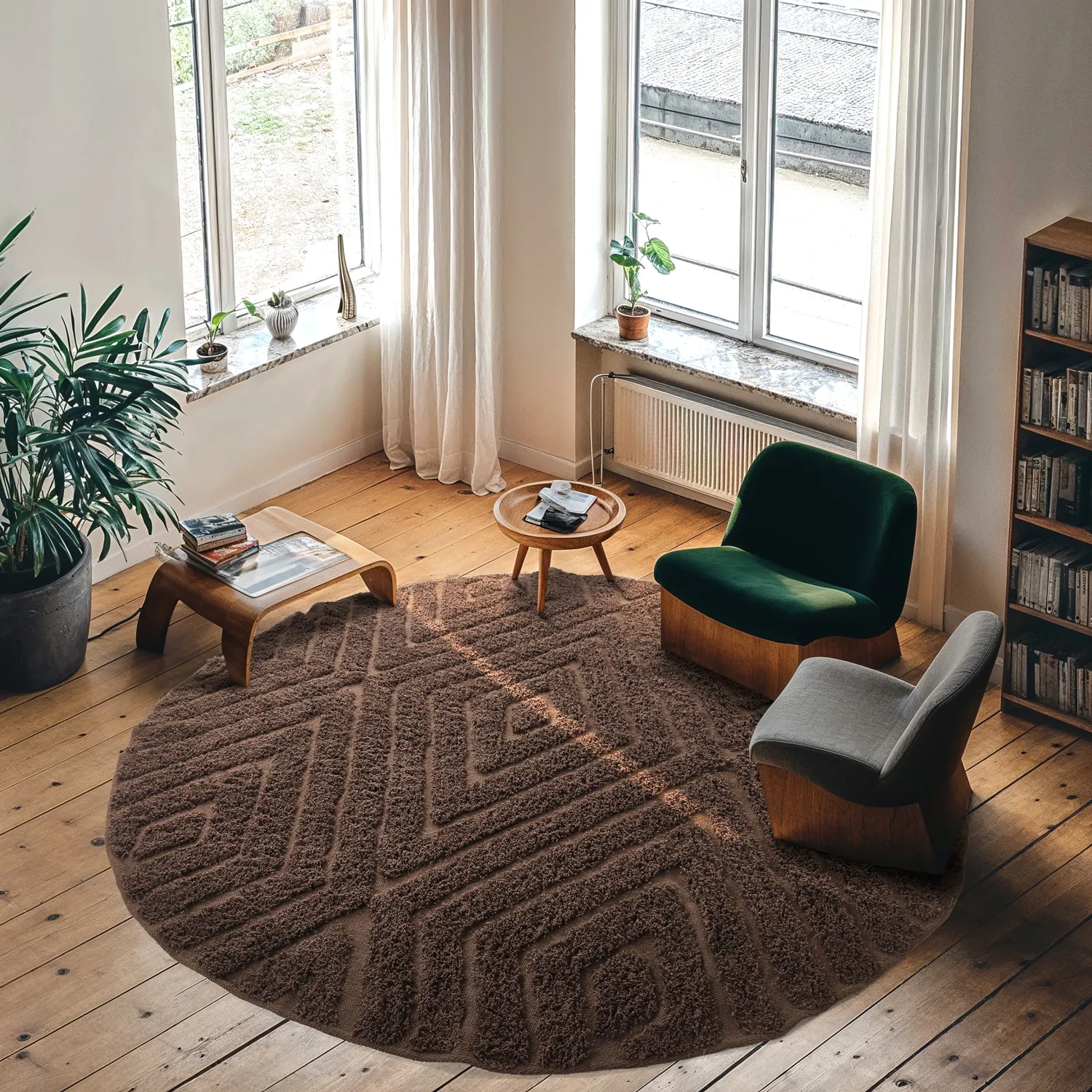 Tappeti rotondi - Amberley Natural Cotton Shaggy (marrone)