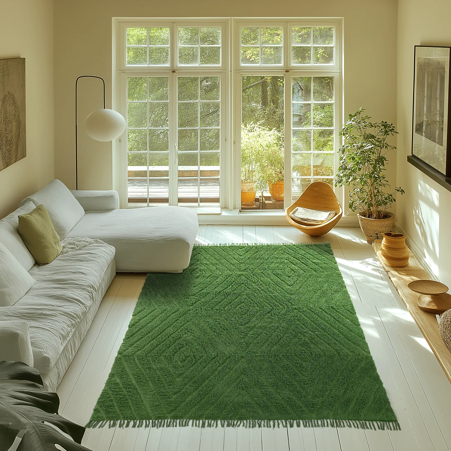 Tappeto A Pelo Lungo - Amberley Natural Cotton Shaggy (verde)