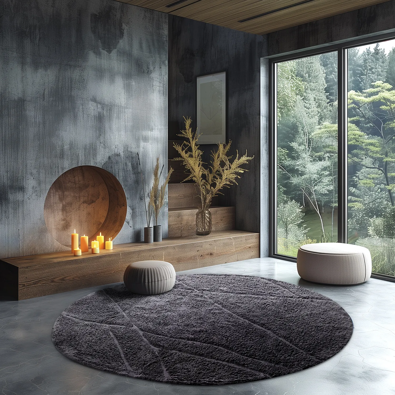 Tappeti rotondi - Andrea Natural Cotton Shaggy (nero)
