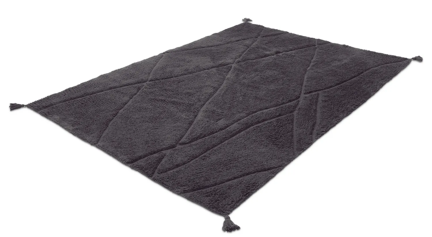 Tappeto A Pelo Lungo - Andrea Natural Cotton Shaggy (nero)