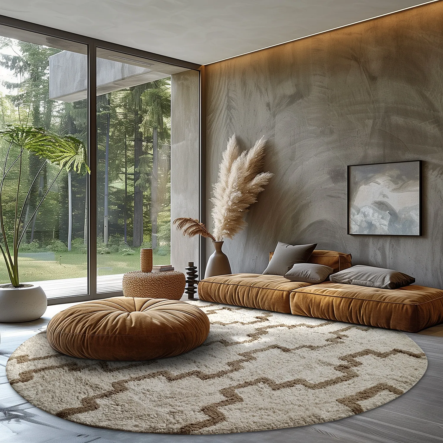 Tappeti rotondi - Arlon Natural Cotton Shaggy (beige)
