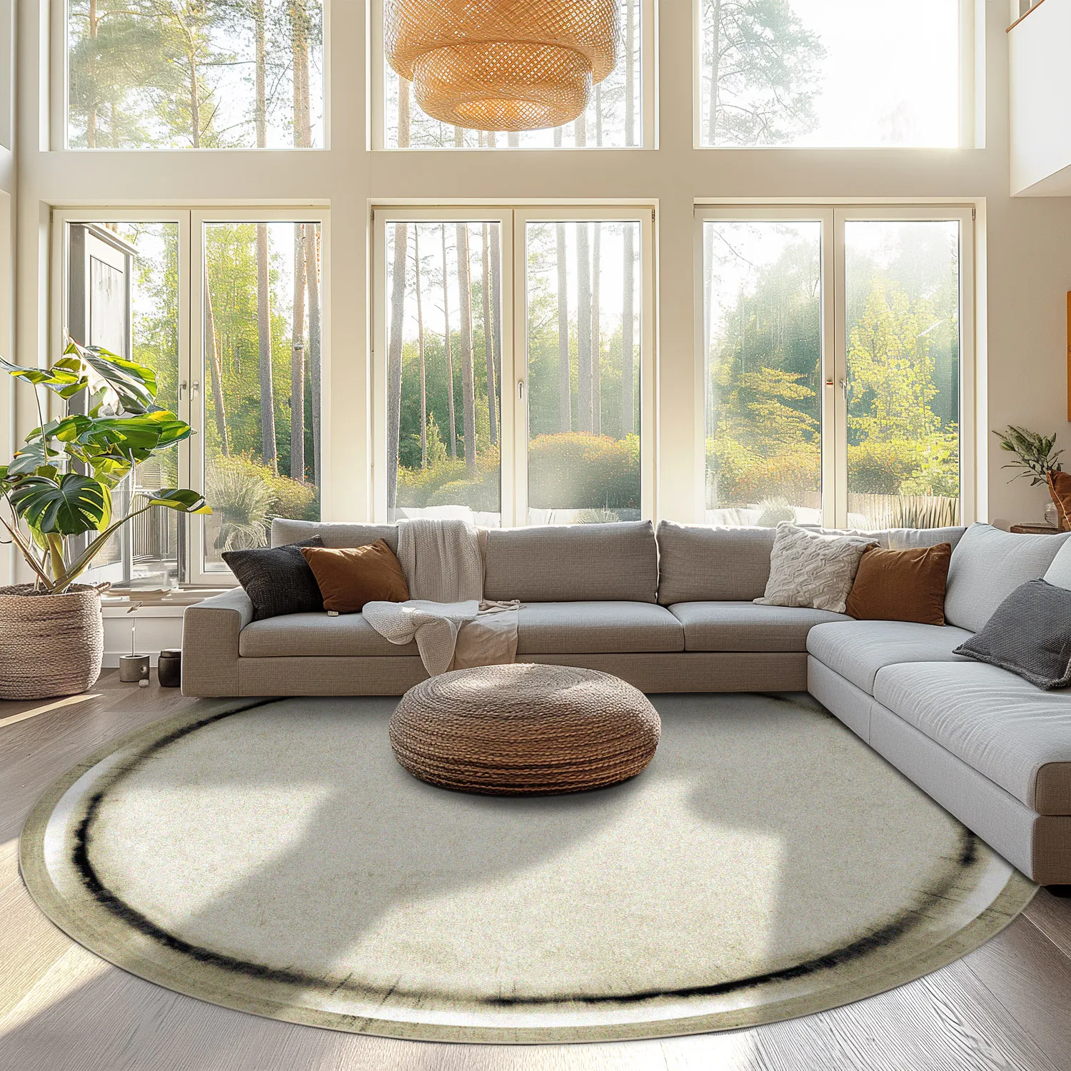Tappeto rotondo - Arriate (beige/grigio)