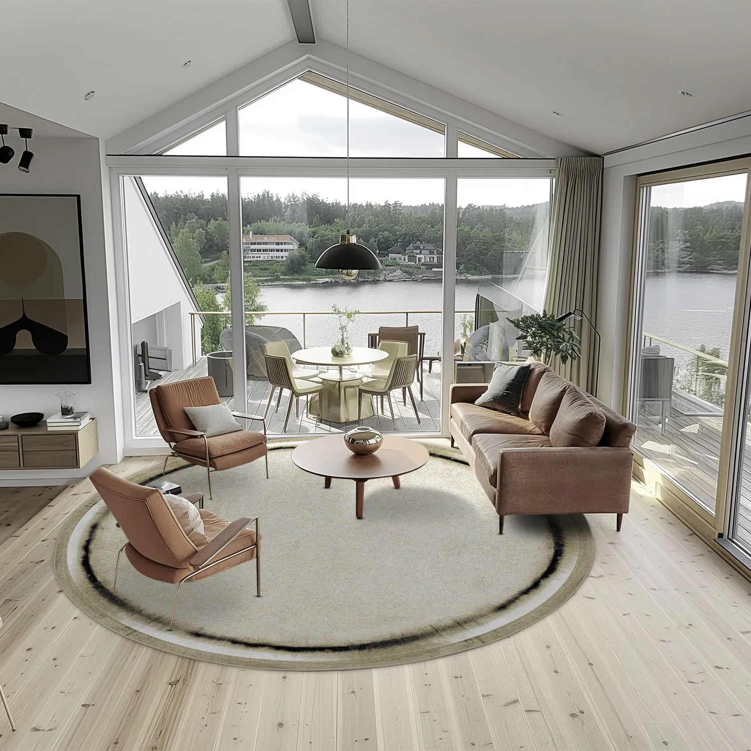 Tappeto rotondo - Arriate (beige/grigio)
