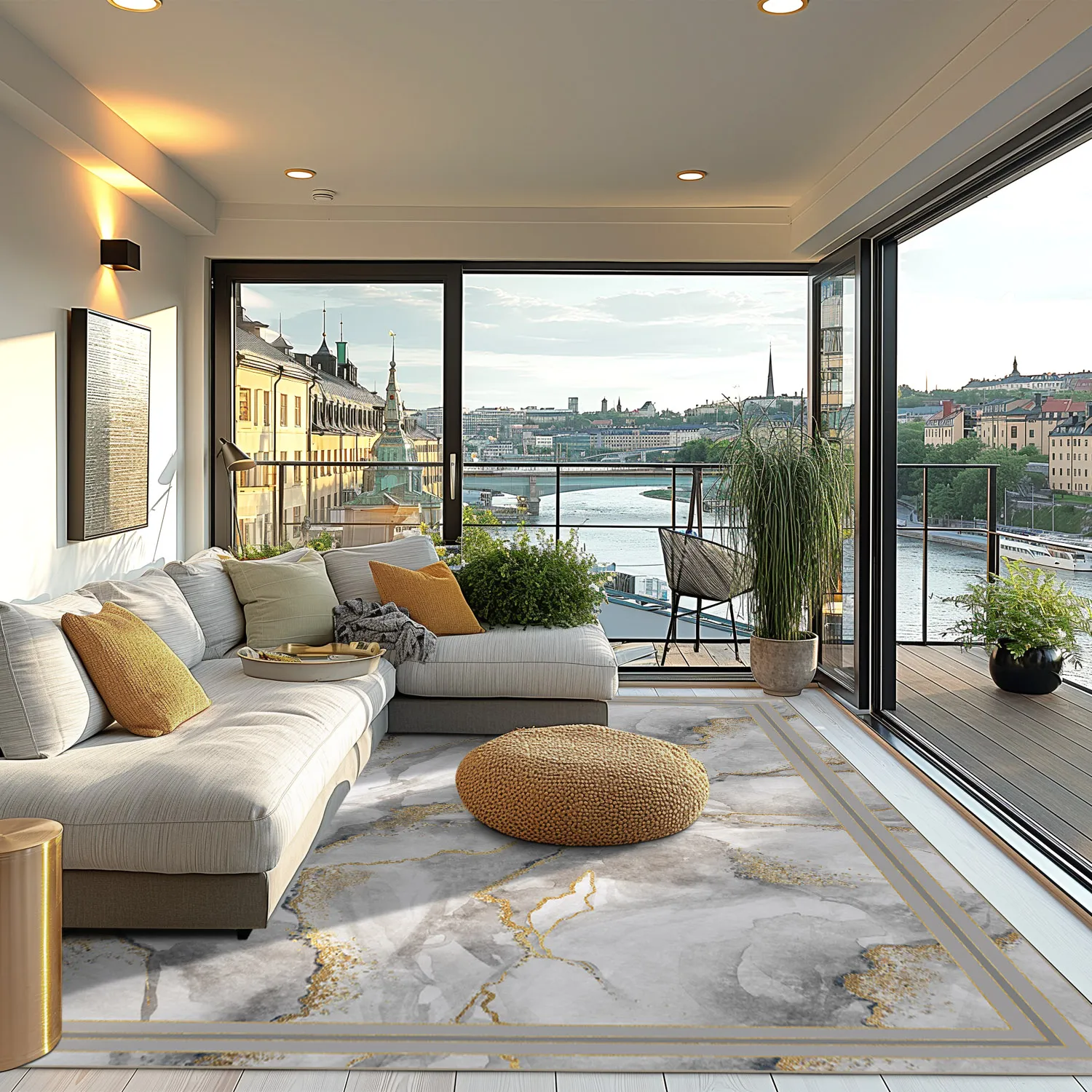 Tappeto Wilton - Attika (grigio/bianco/oro)