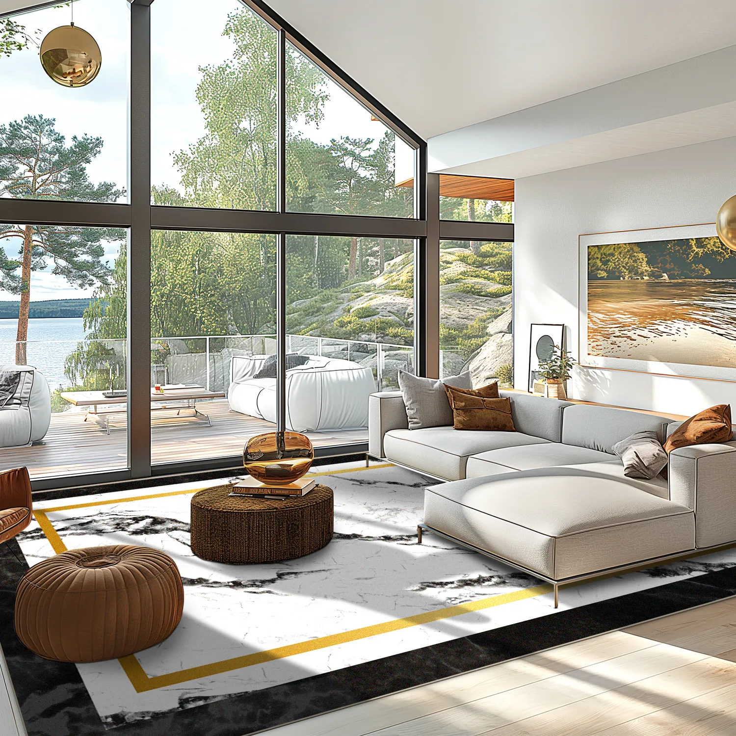 Tappeto Wilton - Avola (nero/bianco/oro)