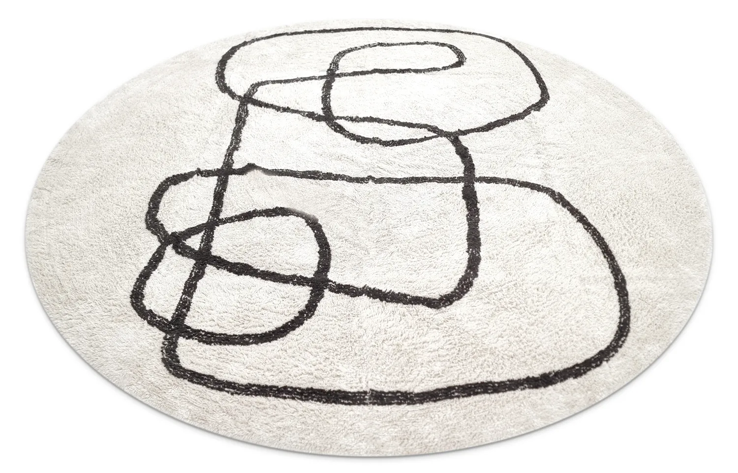 Tappeti rotondi - Bavello Natural Cotton Shaggy (offwhite/nero)