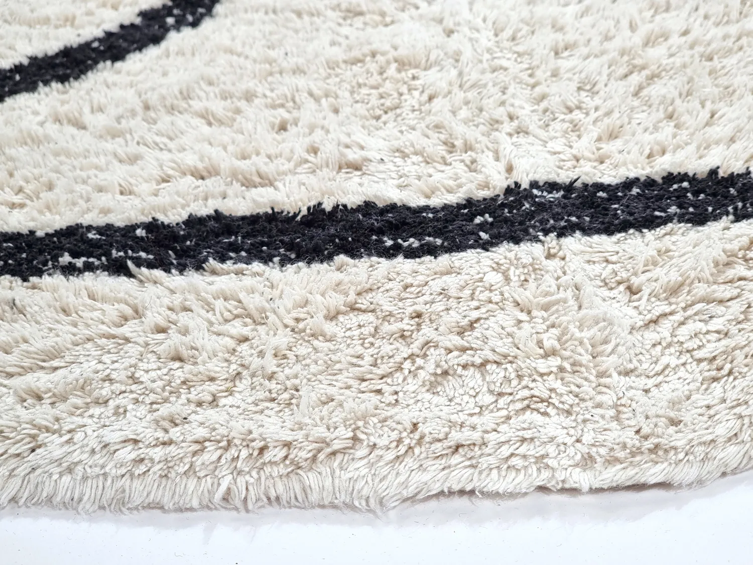 Tappeti rotondi - Bavello Natural Cotton Shaggy (offwhite/nero)