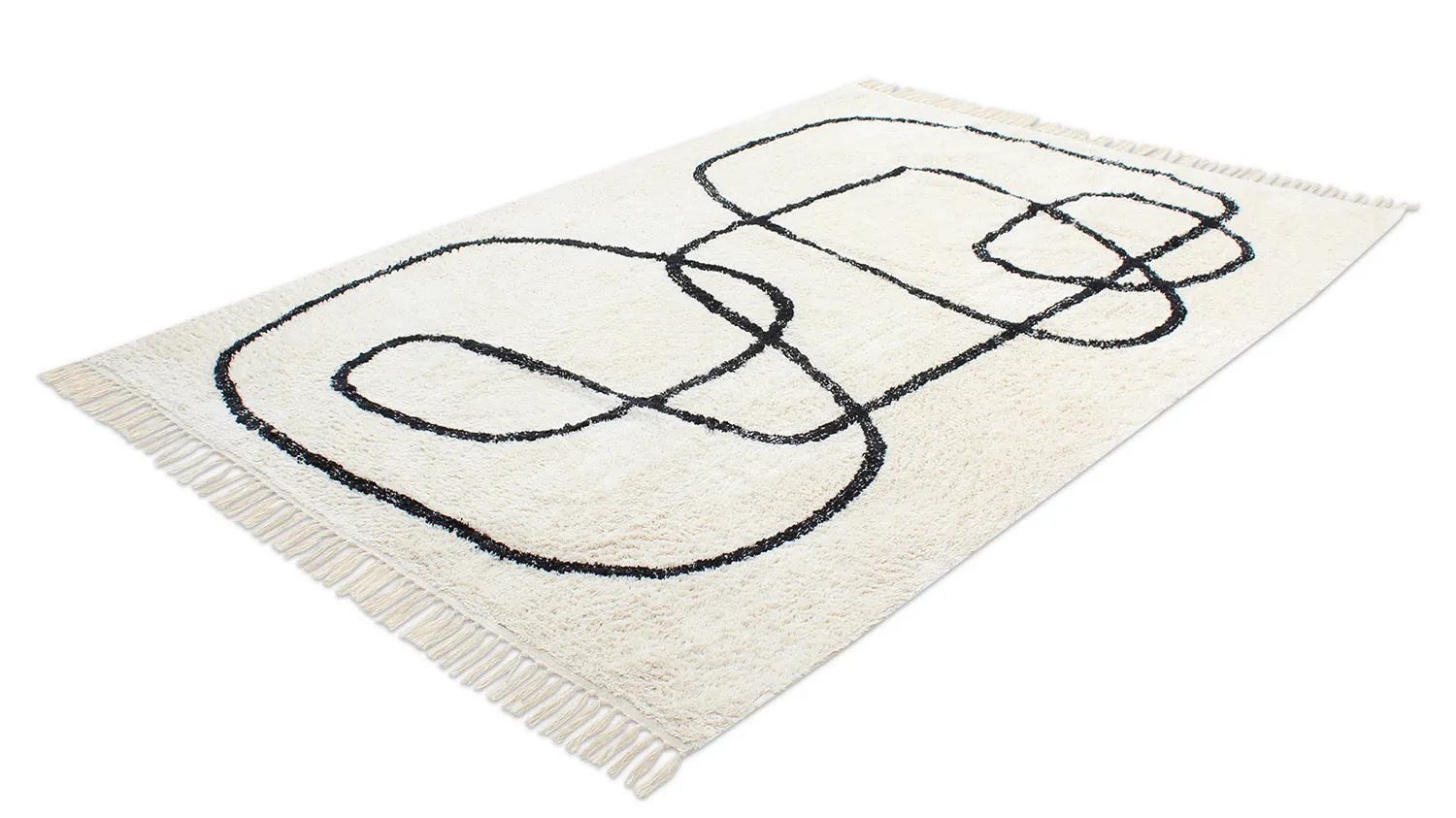 Tappeto A Pelo Lungo - Bavello Natural Cotton Shaggy (offwhite/nero)