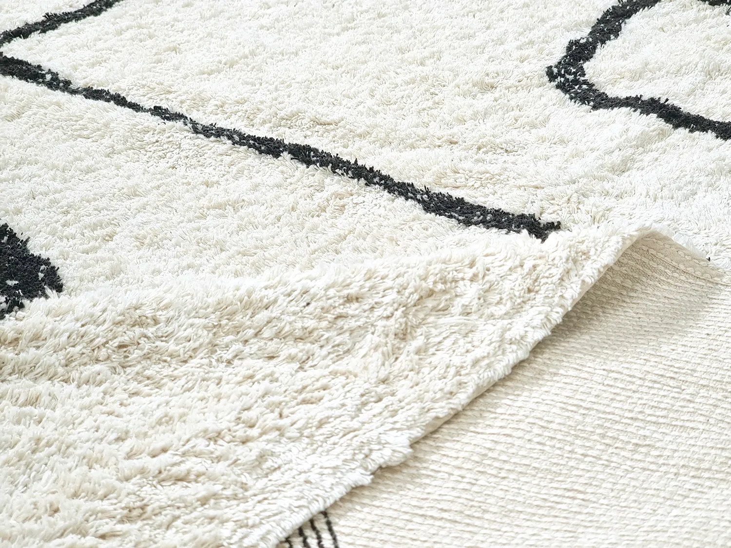 Tappeto A Pelo Lungo - Bavello Natural Cotton Shaggy (offwhite/nero)