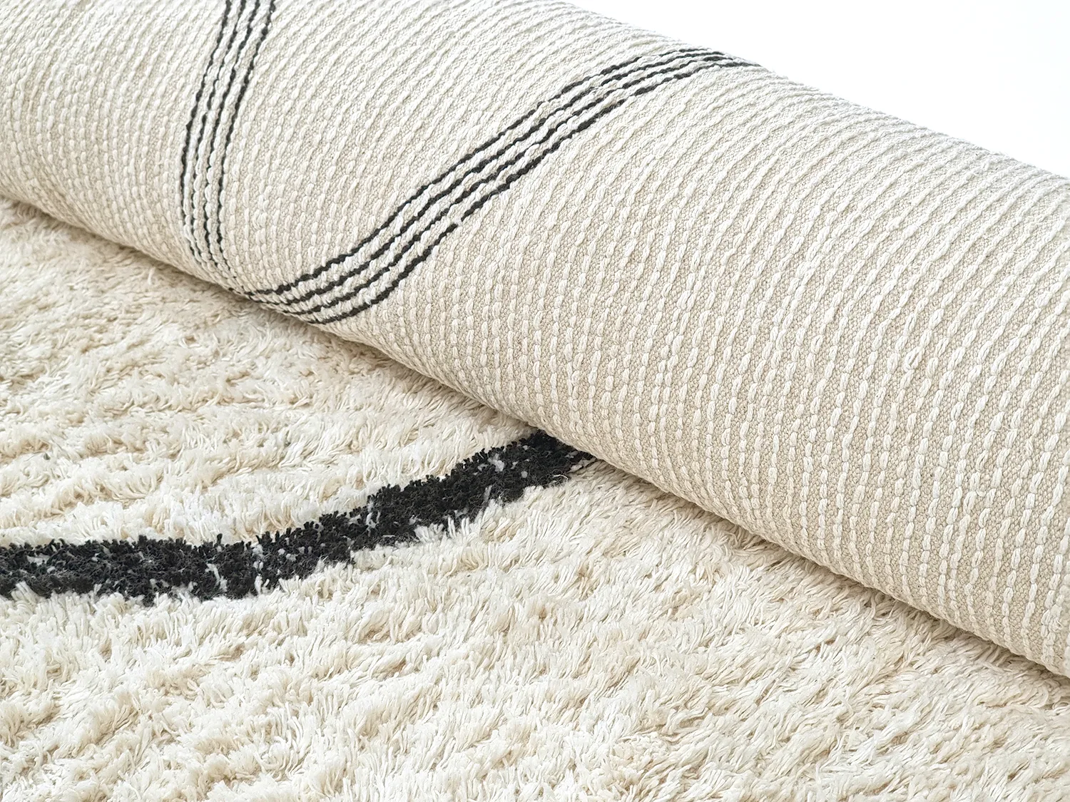 Tappeto A Pelo Lungo - Bavello Natural Cotton Shaggy (offwhite/nero)