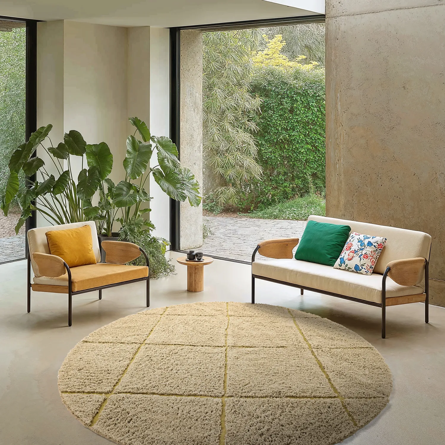 Tappeti rotondi - Bellevue Natural Cotton Shaggy (beige/marrone)