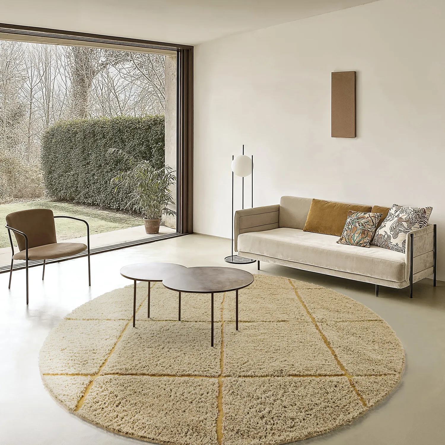 Tappeti rotondi - Bellevue Natural Cotton Shaggy (beige/marrone)