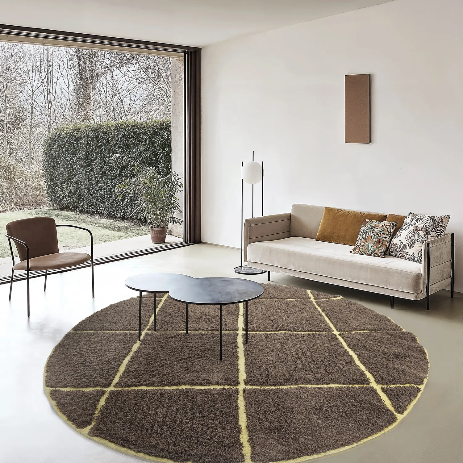 Tappeti rotondi - Bellevue Natural Cotton Shaggy (marrone/giallo)