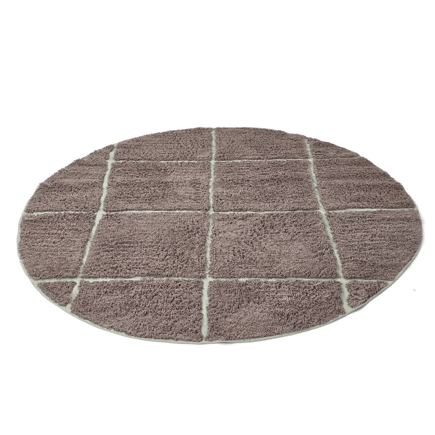 Tappeti rotondi - Bellevue Natural Cotton Shaggy (tortora/verde)