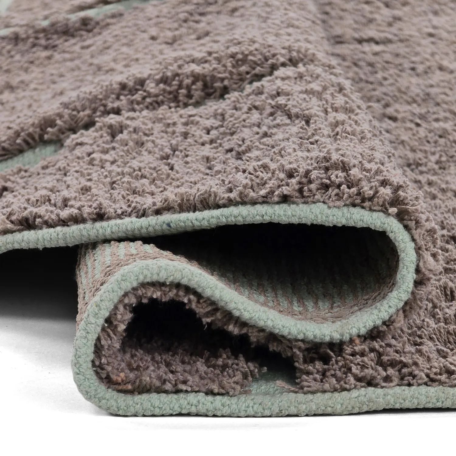 Tappeti rotondi - Bellevue Natural Cotton Shaggy (tortora/verde)