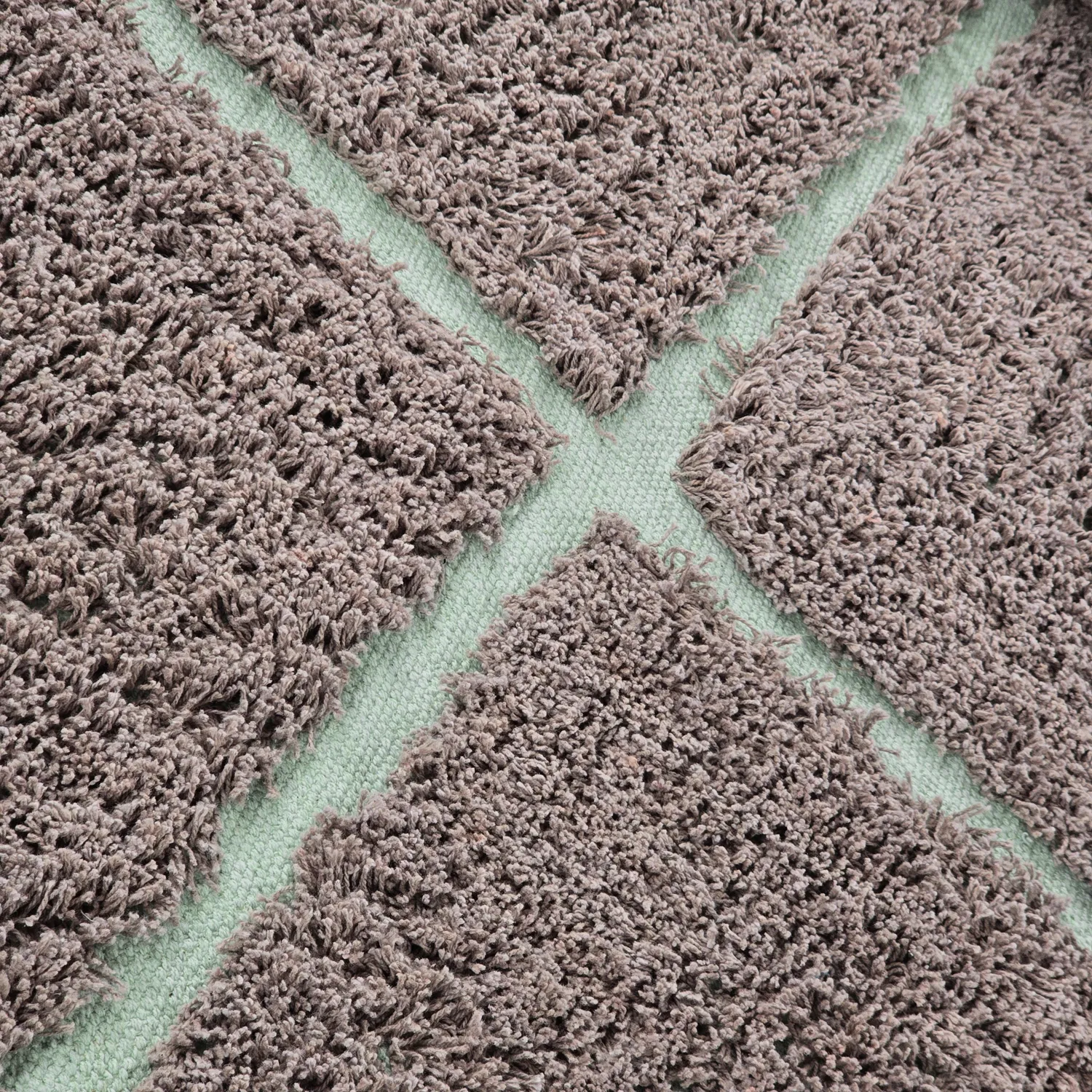 Tappeti rotondi - Bellevue Natural Cotton Shaggy (tortora/verde)