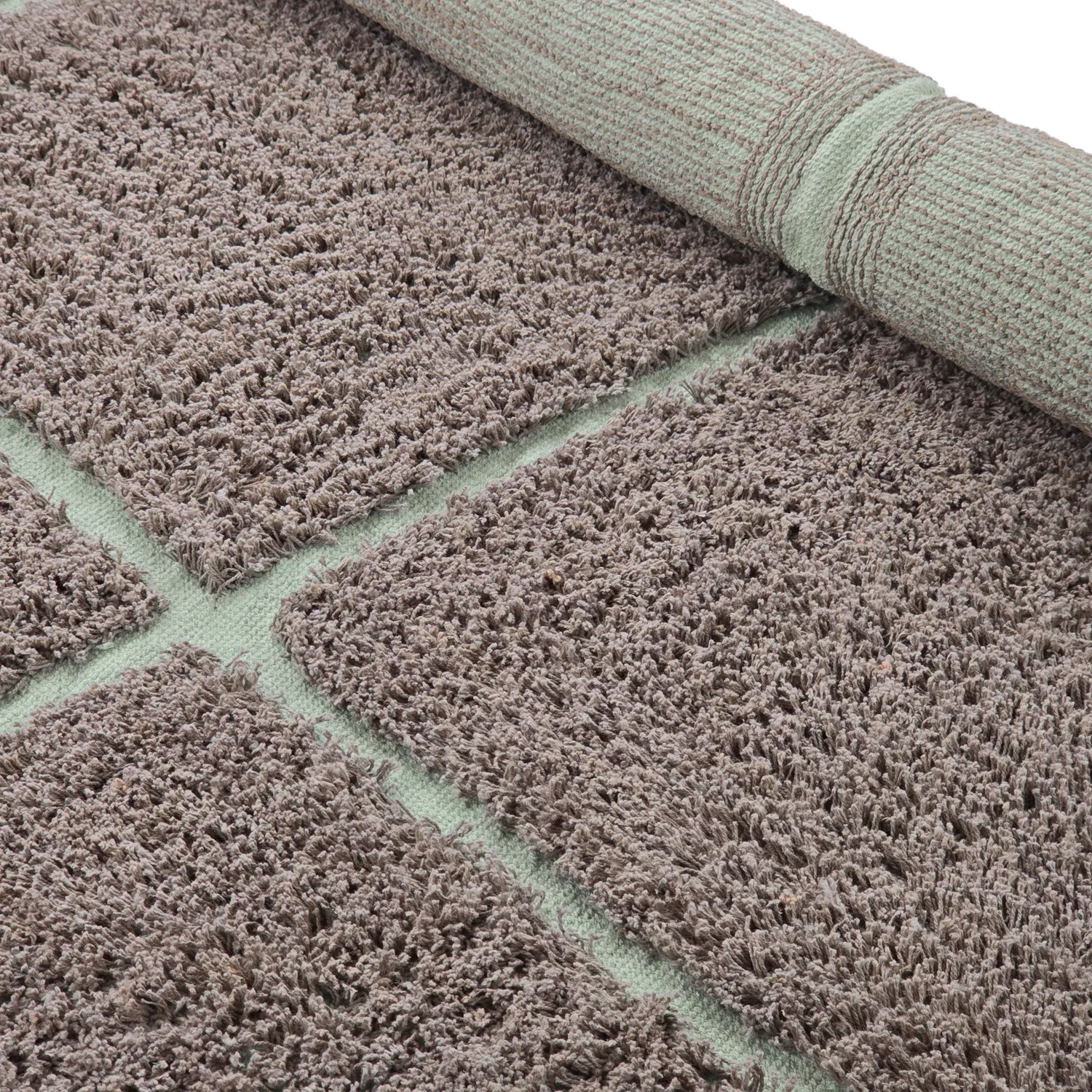 Tappeti rotondi - Bellevue Natural Cotton Shaggy (tortora/verde)