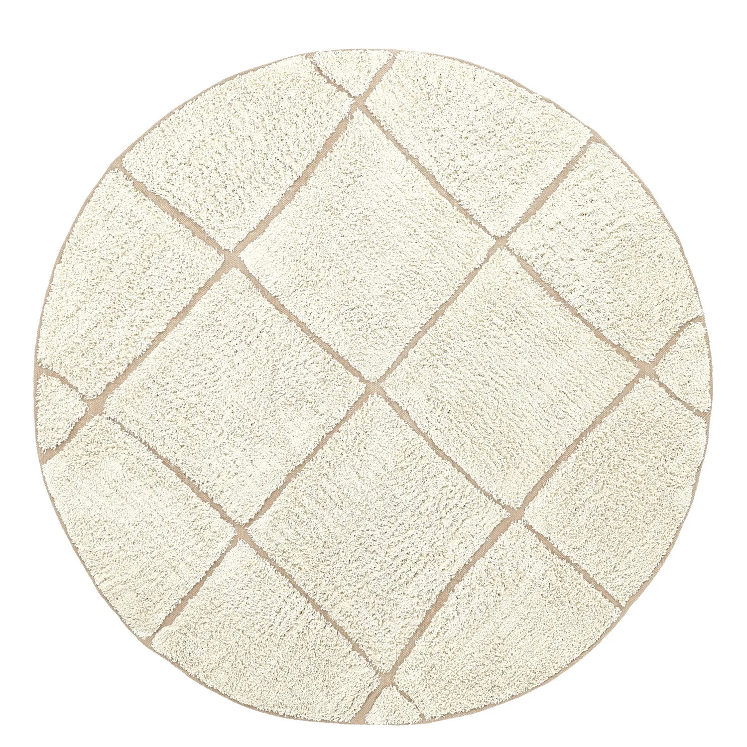 Tappeti rotondi - Bellevue Natural Cotton Shaggy (bianco sporco/beige)