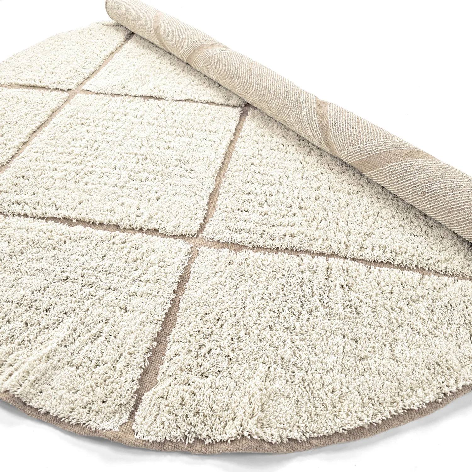Tappeti rotondi - Bellevue Natural Cotton Shaggy (bianco sporco/beige)