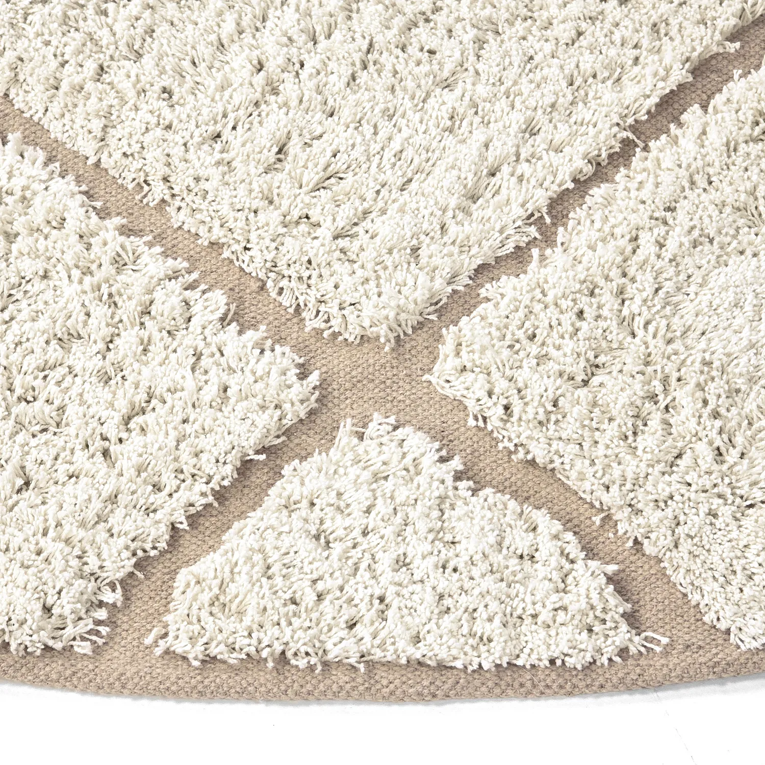 Tappeti rotondi - Bellevue Natural Cotton Shaggy (bianco sporco/beige)